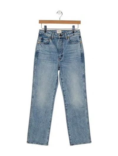 Pre-owned Khaite Mid-rise Straight Leg Jeans In Blue