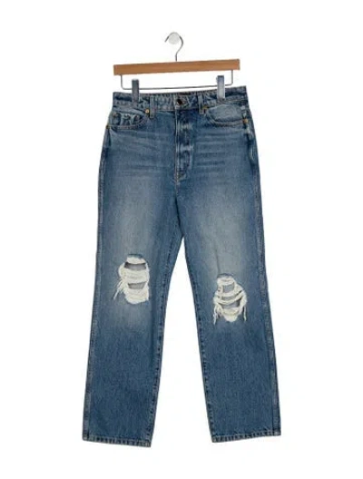 Pre-owned Khaite Mid-rise Straight Leg Jeans In Blue