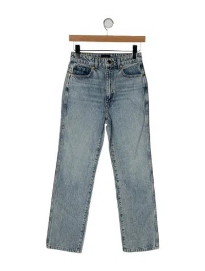 Pre-owned Khaite Mid-rise Straight Leg Jeans In Blue