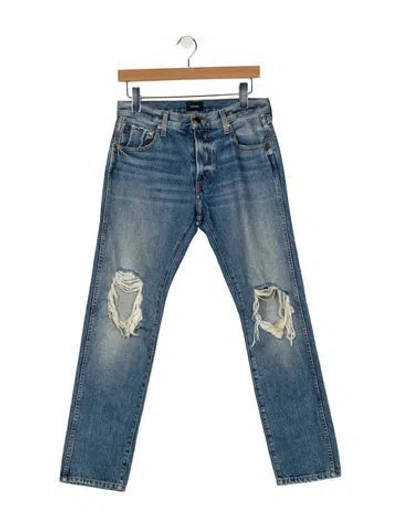 Pre-owned Khaite Mid-rise Straight Leg Jeans In Blue