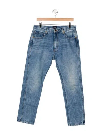 Pre-owned Khaite Mid-rise Straight Leg Jeans In Blue