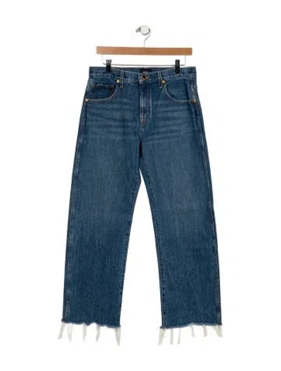 Pre-owned Khaite Mid-rise Straight Leg Jeans In Blue