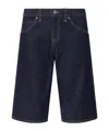 Khaite Kinga Mid-rise Straight-leg Shorts In Blue