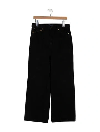 Pre-owned Khaite Mid-rise Wide Leg Jeans In Black