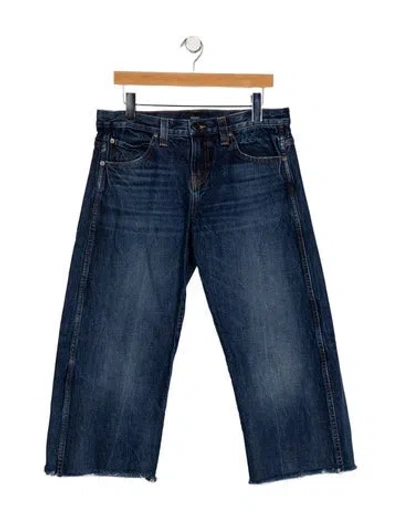 Pre-owned Khaite Mid-rise Wide Leg Jeans In Blue