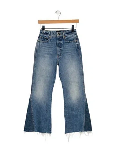 Pre-owned Khaite Mid-rise Wide Leg Jeans In Blue
