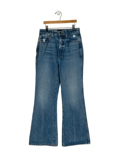 Pre-owned Khaite Mid-rise Wide Leg Jeans In Blue