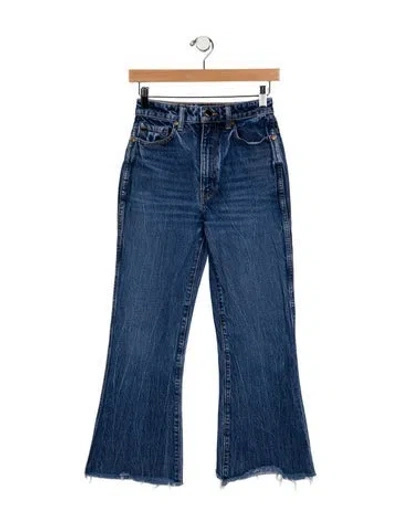 Pre-owned Khaite Mid-rise Wide Leg Jeans In Blue