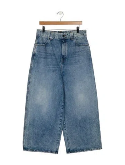Pre-owned Khaite Mid-rise Wide Leg Jeans In Blue