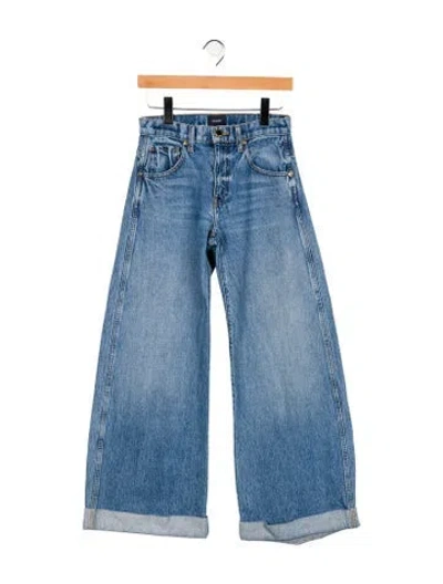 Pre-owned Khaite Mid-rise Wide Leg Jeans In Blue