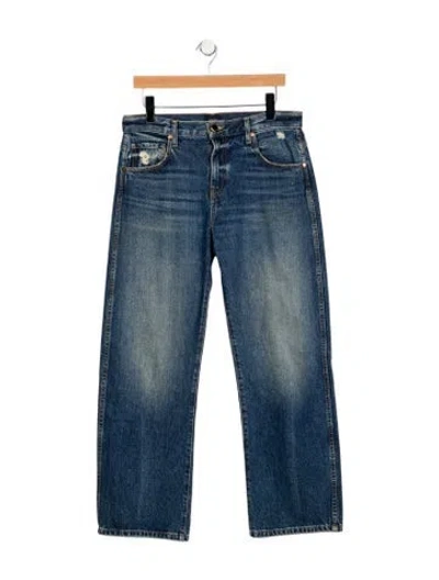 Pre-owned Khaite Mid-rise Wide Leg Jeans In Blue