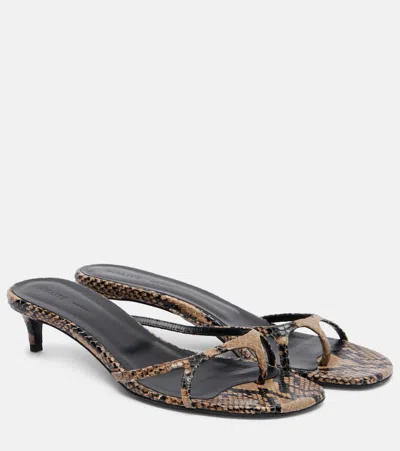 Khaite Mila 35 Snake-effect Leather Mules In Brown