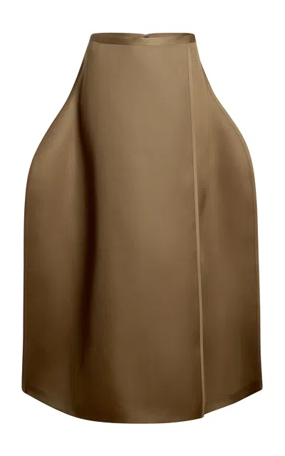 Khaite Mila Silk Gazar Balloon Maxi Skirt In Tan