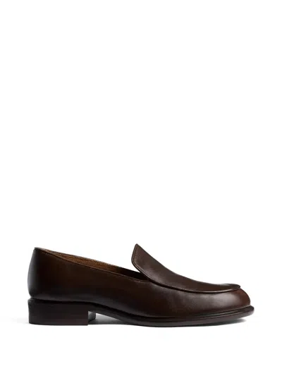 Khaite Miles Leather Loafer In Brown