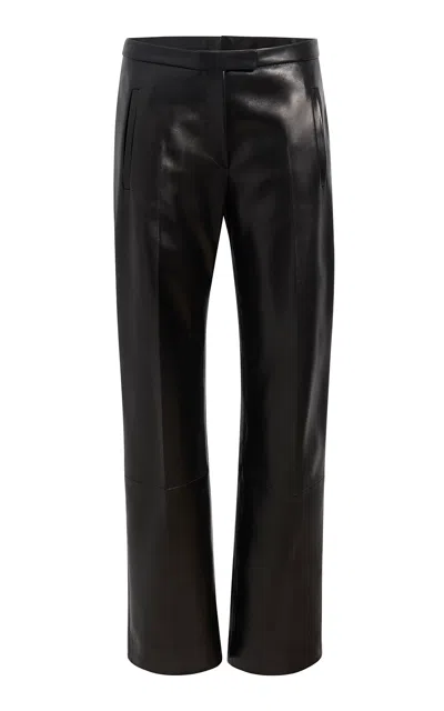 Khaite Miles Plonge Leather Pants In Black