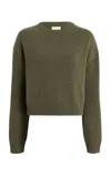 Khaite Milo Crewneck Cashmere Sweater In Olive