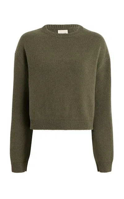 Khaite Milo Crewneck Cashmere Sweater In Olive