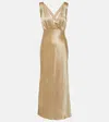 Khaite Milo Silk Charmeuse Midi Dress In Neutrals