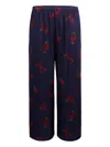 Khaite Mindy Printed Twill Wide-leg Pants In Blue