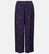 Khaite Mindy Printed Twill Wide-leg Pants In White