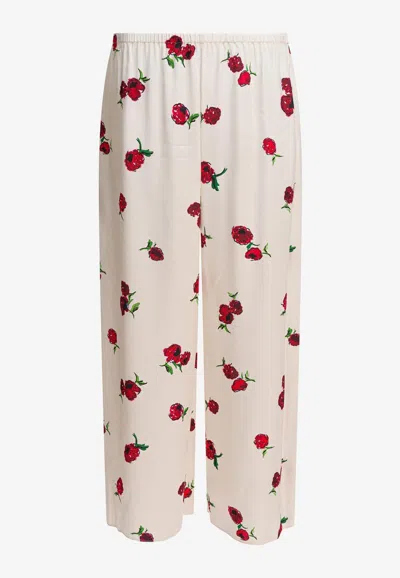 Khaite Mindy Raspberries Print Pants In Multi