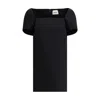Khaite Benji Square-neck Short-sleeve Mini Dress In Black