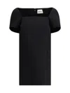 Khaite Benji Square-neck Short-sleeve Mini Dress In Black