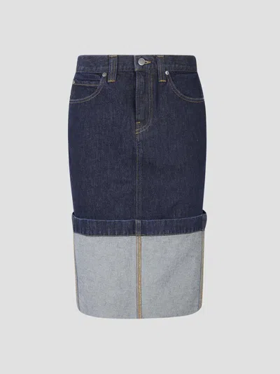 Khaite Mini Cotton Skirt In Blue