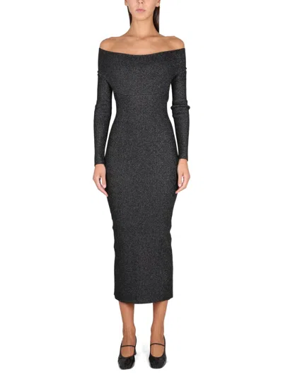 Khaite Mini Dress With Boat Neckline And Open Back In Black