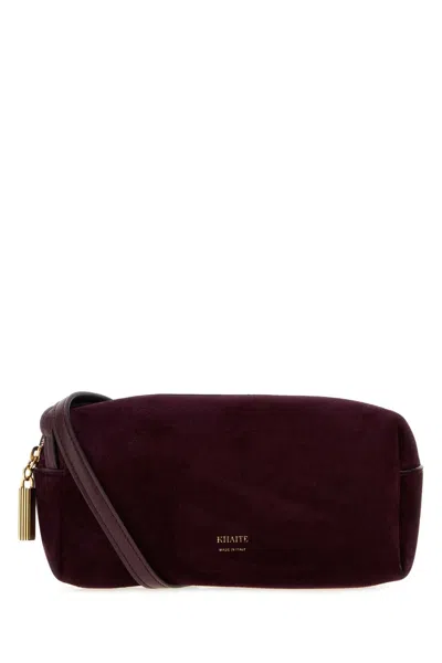 Khaite Mini Kye Crossbody Handbag In Plum Suede And Leather In Purple