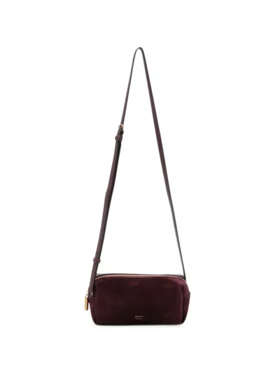 Khaite Mini Kye Suede Crossbody Bag In Burgundy