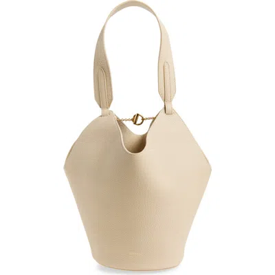 Khaite Womens Lotus Small Leather Tote Bag Dark Ivory