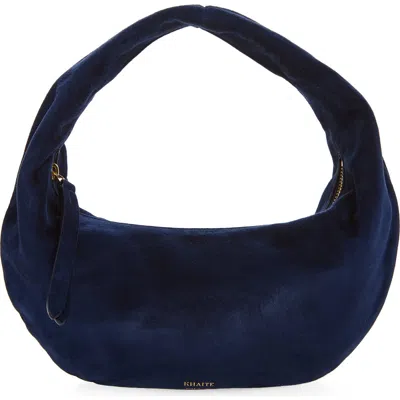 Khaite Mini Olivia Suede Hobo Bag In Blue