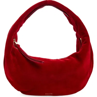 Khaite Mini Olivia Suede Hobo Bag In Red