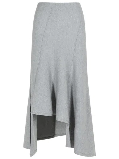 KHAITE 'MIRANDA' GREY WOOL SKIRT