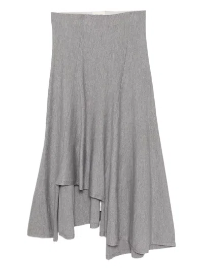 Khaite Miranda Wool Midi Skirt In Gray