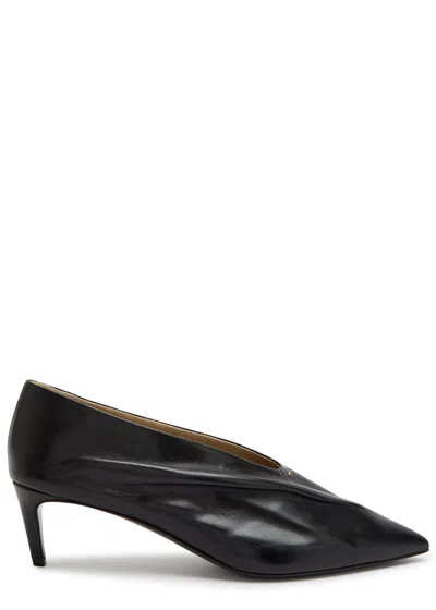 Khaite Miriam 50 Draped Leather Pumps In Black