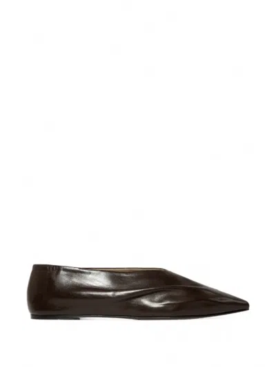 Khaite Mariam Leather Ballerina Flat In Brown