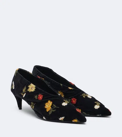 Khaite Miriam Embroidered Velvet Pumps In Black