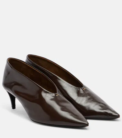 Khaite Miriam Ruched Pointed-toe Pumps In Brown