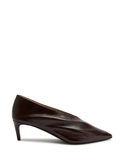 Khaite Miriam Ruched Pointed-toe Pumps In Brown