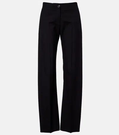 Khaite Mita Virgin Wool Straight Pants In Black