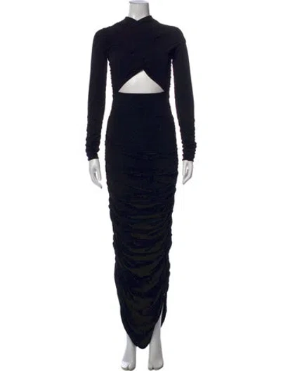 Pre-owned Khaite Mock Neck Long Dress In Black