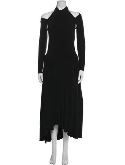 Pre-owned Khaite Mock Neck Long Dress In Black