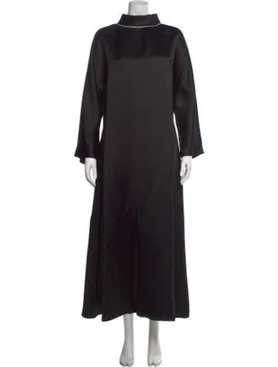 Pre-owned Khaite Mock Neck Long Dress In Black