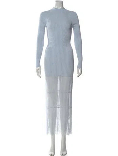 Pre-owned Khaite Mock Neck Long Dress In Blue