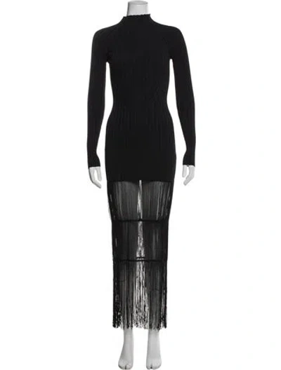 Pre-owned Khaite Mock Neck Long Dress In Blue