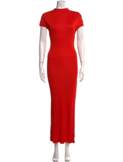 Pre-owned Khaite Mock Neck Long Dress In Orange
