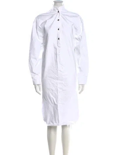 Pre-owned Khaite Mock Neck Long Dress In White