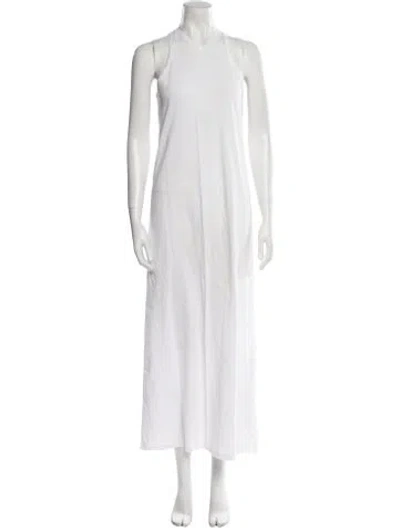 Pre-owned Khaite Mock Neck Long Dress In White
